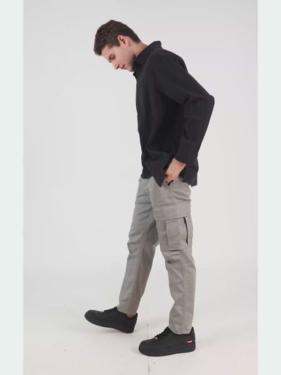 Buy Men's Hexa-Pocket Grey Cargo Pant Online | SNITCH